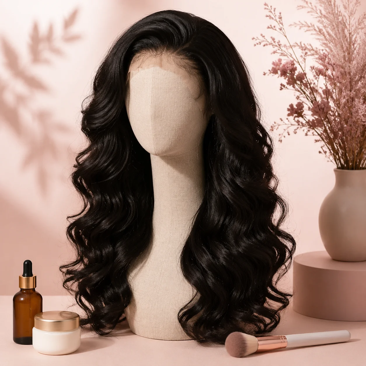 Illustrative wig and beauty collection, not a supplier product photograph
